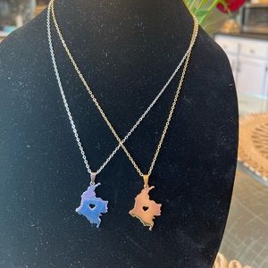 Beautiful stainless steel Colombian Map Silver / Gold